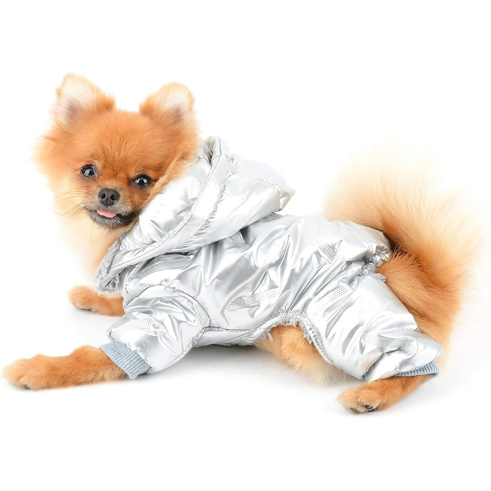PAIDEFUL Зимовий теплий пуховик для собак - куртка з капюшоном для маленьких собак, чихуахуа, котів. Сріблястий колір, водонепроникний, для холодної погоди. Розміри S-XXL