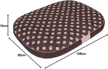 Кругла лежанка для собак Oval - водонепроникна, м'яка, для будь-яких порід, 70x50x15 см (XL 108x85x15 см), коричнева з лапами