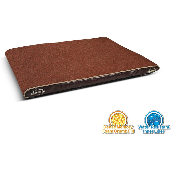 Лежак для собак Scruffs Hilton Memory Foam шоколадний, 100x70x6 см, середній розмір, ортопедичний матрац