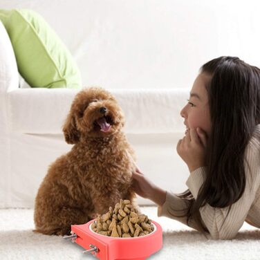 Миска для клітки для тварин MOACC, знімний тримач, нержавіюча сталь, миска для води та їжі для собак та котів, рожева