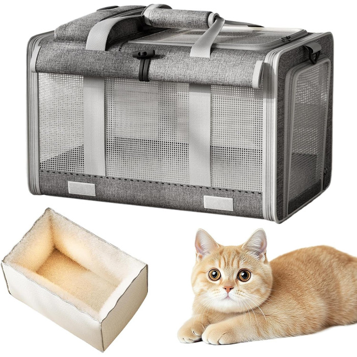 Транспортна переноска для собак та котів | Переноска для тварин | Сіра переноска для вигулу та подорожей