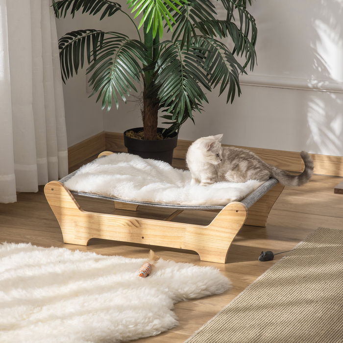 Гамак PawHut Cat Bed з каркасом для кішок 68x43x20см Підняте котяче гніздо з м'якою сосновою подушкою
