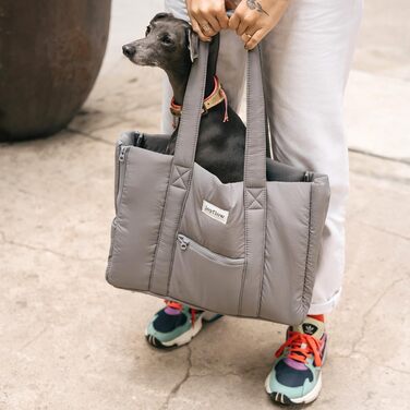 Сумка-переноска для собак та котів Joyflow | до 6 кг | м'яка переноска з безпечним кліпом | для подорожей літаком та авто | дизайн Європа | темно-сірий