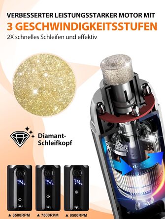 Точилка для кігтів собак Toozey з LED-підсвіткою, тиха (40 дБ), 3 швидкості, акумулятор 7,5 год, USB, для котів та собак