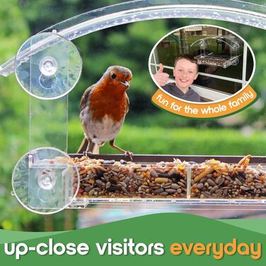 Годівниця для птахів на вікно з міцними присосками, прозорий годувальник для птахів та захист від білок, для спостереження за птахами