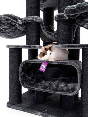 Драбина для котів Petrebels Skyline XXL, 186 см, чорна. Підходить для великих котів, таких як Мейн-кун