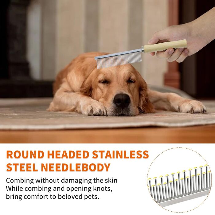 Набір гребінців для грумінгу тварин: гребінці для собак та котів з нержавіючої сталі, для видалення підшерстка