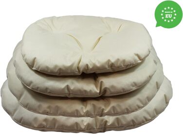 М'який лежак для собак та котів овальної форми, 80 x 58 см, бежевий колір. Лежанка для тварин, килимок, матрац для собак та котів. Можливість прання. Ідеально для переносних кліток та лежанок.