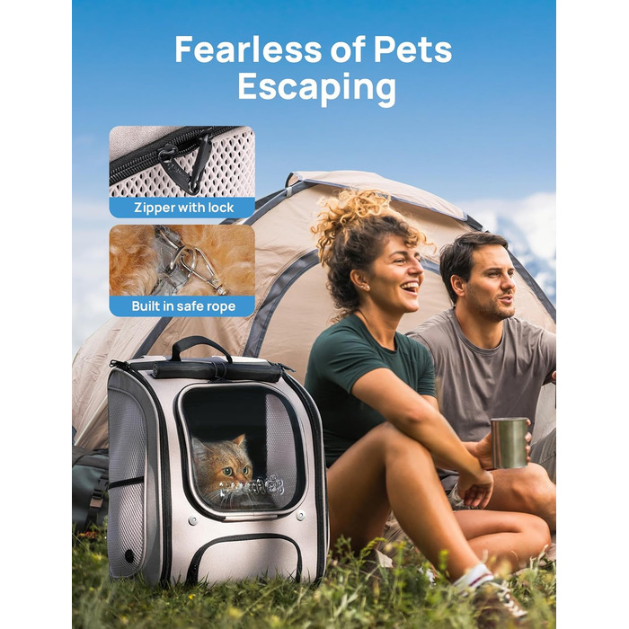 Рюкзак для кота Pecute з вікном-бульбашкою, дихаючий, 42x32x26 см, Khaki