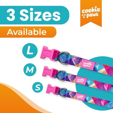 Cookie Paws м'який неопреновий нашийник для малих собак, зручний, регульований, із швидкою застібкою, довговічний, дихаючий, легкий у догляді, стильний, рожево-фіолетовий