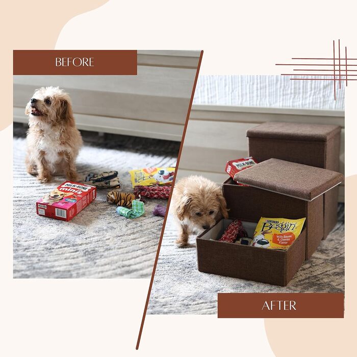 Сходи для собак із місцем для зберігання TIDY NICHES, складані, регульовані, легкі, для маленьких собак і цуценят, для ліжка і дивану, для дому