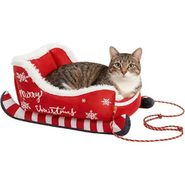 Крісло-ліжко для собак та котів у вигляді санної, плюшеве, з неслизьким килимком, тепле та затишне, для дому (L)