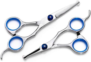 Набір професійних ножиць для грумінгу собак 9CR Edelstahl з безпечними закругленими кінцями. Комплект для стрижки та догляду за шерстю собак, котів та інших тварин. Включає ножиці для вирівнювання та розрідження шерсті, а також гребінець.