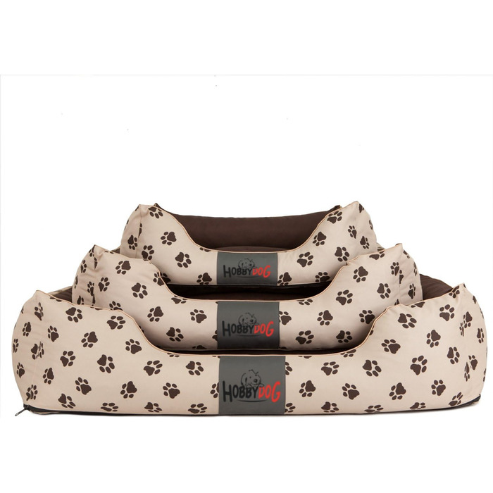 Преміум лежанка для собак Prestige M (65x50 см, бежева з лапами) - зручне собаче ліжко знімний чохол