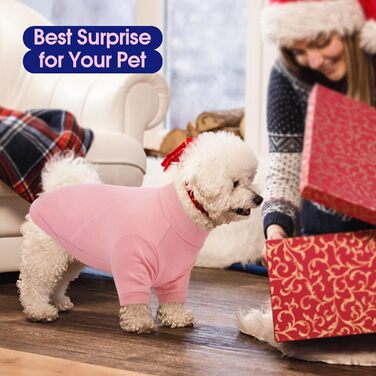 Теплий пуловер для собак з коміром FUAMEY, м'яка сорочка для маленьких собак, термо-світшот для цуценят з отвором для повідка, зручний халат, фліс, зимовий одяг, для Звергшпіца, Чихуахуа (Рожевий, S)