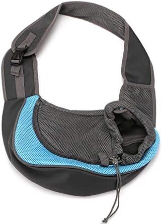 Транспортна сумка для собак і котів з регульованим плечовим ременем, дихаюча переноска для прогулянок та активного відпочинку на вулиці, світло-блакитна (45x28)