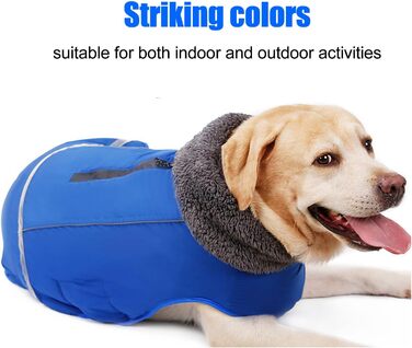 Теплий зимовий одяг для собак, куртка для собак, плюшевий нашийник з нейлону для маленьких та середніх собак з світловідбиваючим дизайном (Блакитний, L)