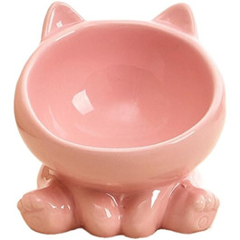 Керамічна годівниця для котів YLWX з підняттям, нахилена, захист шиї, рожева