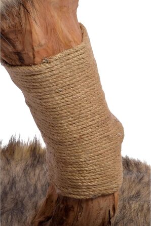 Котячий будиночок Dobar Jimmy з натурального дерева - когтеточка з джуту, іграшковий м'ячик, Ø 50 x 72-82 см, коричневий