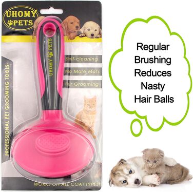 Uhomy Щітка для грумінгу домашніх тварин, самоочисна, для собак та котів, видаляє ковтуни та бруд