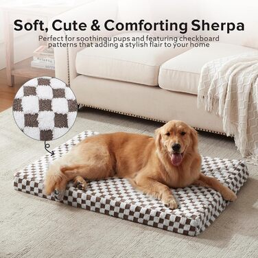 Крісло-ліжко для собак великих порід JOEJOY, ортопедичне, знімний, пральний чохол, плюшеве, сучасне, з піною Memory Foam, 106.7 x 71.1 см