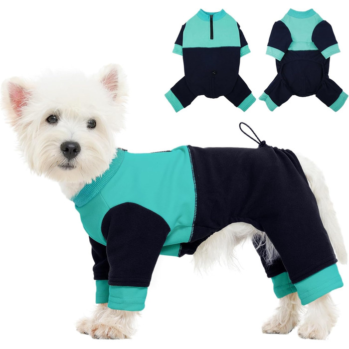 Теплий флісовий собачий светр Kuoer для маленьких собак, зимовий одяг, зелений (XS, синій)