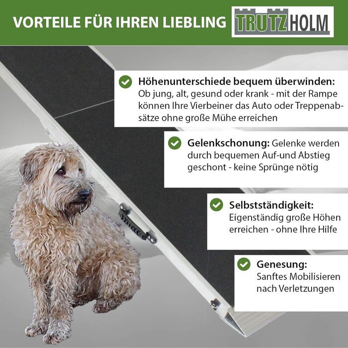 Рампа для собак TRUTZHOLM, розкладна, 183 см, вантажопідйомність 180 кг, алюміній, сірий/чорний, з сумкою
