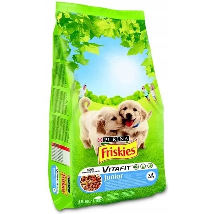 Корм для цуценят Friskies Junior з куркою, молоком та овочами, 15 кг
