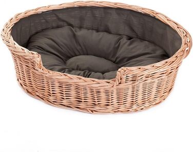Плетений кошик для собак і котів з подушкою e-wicker24, натуральна лоза