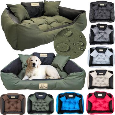 Крісло-лежанка для собак великих порід King Dog, 100 x 75 см, зелене, з можливістю персоналізації, водонепроникний матеріал, силіконова наповнювач