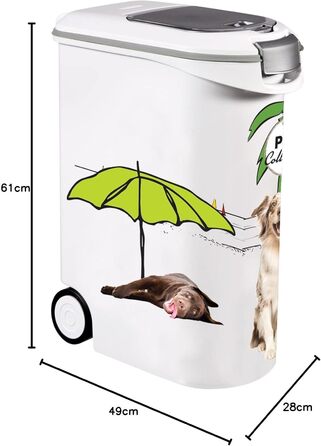 Контейнер для корму Curver Pets Collection 54 л (20 кг), герметичний, з колесами, проти запаху, для собак, 28×49×61 см