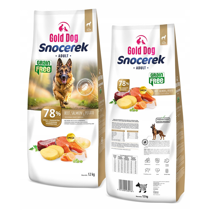 Сухий беззерновий корм для собак Gold Dog Snocerek з яловичиною, без птиці, 12 кг