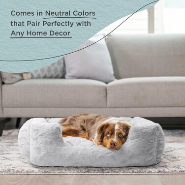 Лежак для собак Best Friends by Sheri Soothe & Snooze Lounge Lux, прямокутний, memory-foam, сірий, 91×69 см, знімний чохол, для великих порід