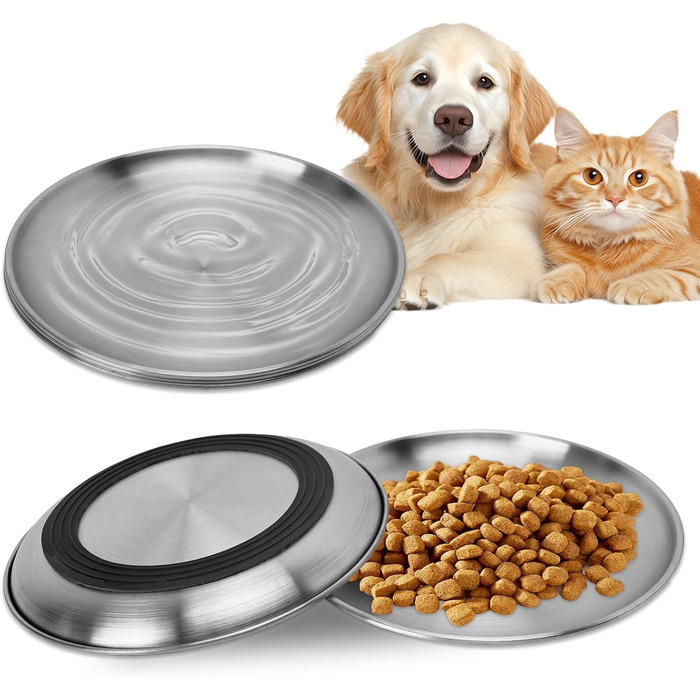 Набори мисок для котів Elisabe Katzennapfe з нержавіючої сталі (6 шт.) з антиковзким дном, 17 см. Анти-втома для вусів, годівниця та миска для води для котів та дрібних тварин
