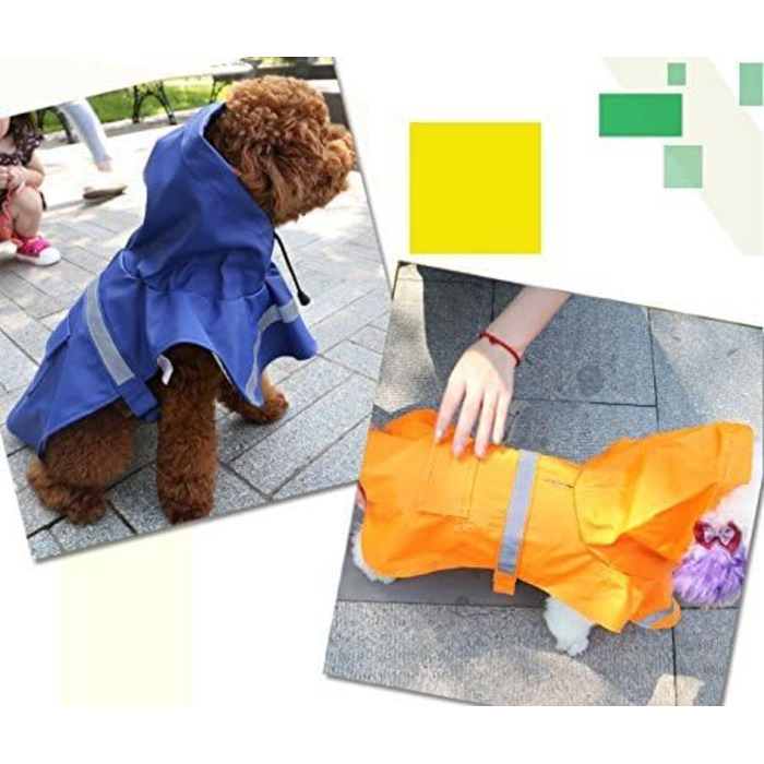 Дощовик для собак, дощовий плащ з капюшоном для собак з шлейкою, легкий та світловідбиваючий дощовик для середніх та великих собак (Блакитний, S/M)