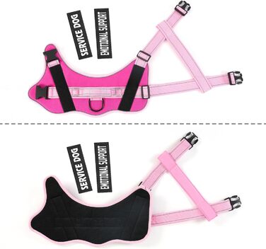 Шлейка для собак Voopet для емоційної підтримки, професійний сервіс, для малих, середніх та великих собак, світловідбиваюча, дихаюча та регульована, запобігає тязі/нудоті, ESA XXS (рожево-рожевий)