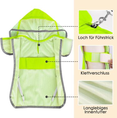 Водонепроникна дощова куртка для собак SlowTon з капюшоном (зелена, S)