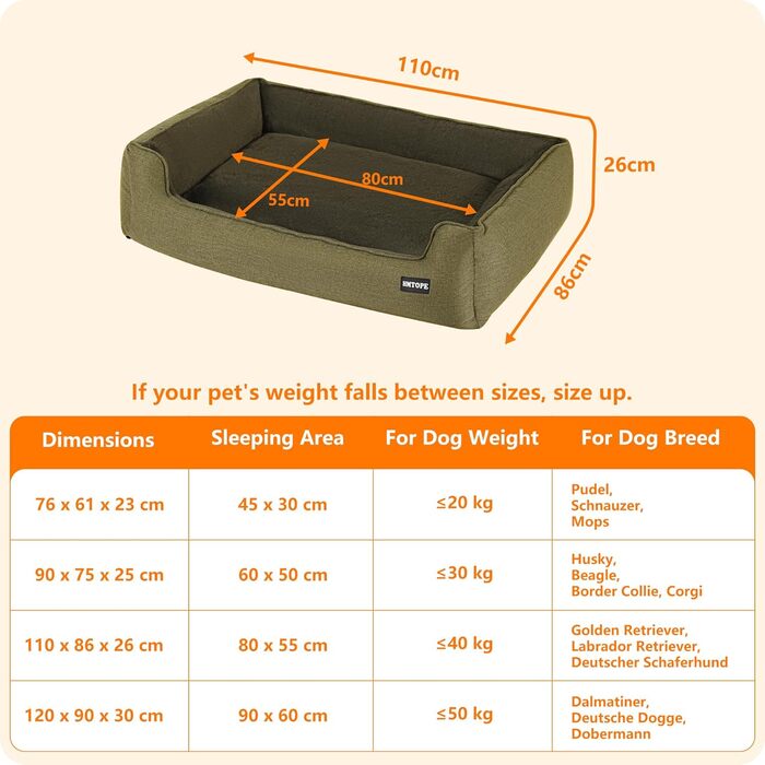 Крісло-ліжко для собак, лежанка для собак, м'який килимок для собак, кошик для собак знімний та пральний, оливковий, 110 x 86 x 26 см