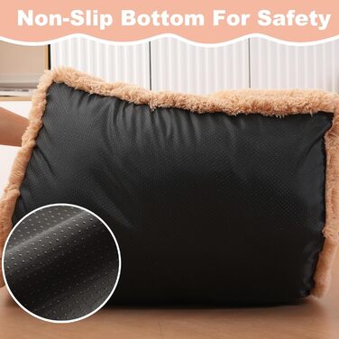 Водонепроникне собаче ліжко Bedfolks знімним, пральним чохлом, м'яким штучним хутром для великих собак, пухнасте ліжко-будка, 88,9 x 58,4 см, темно-сірий (Large, масивна верблюжа шкіра)