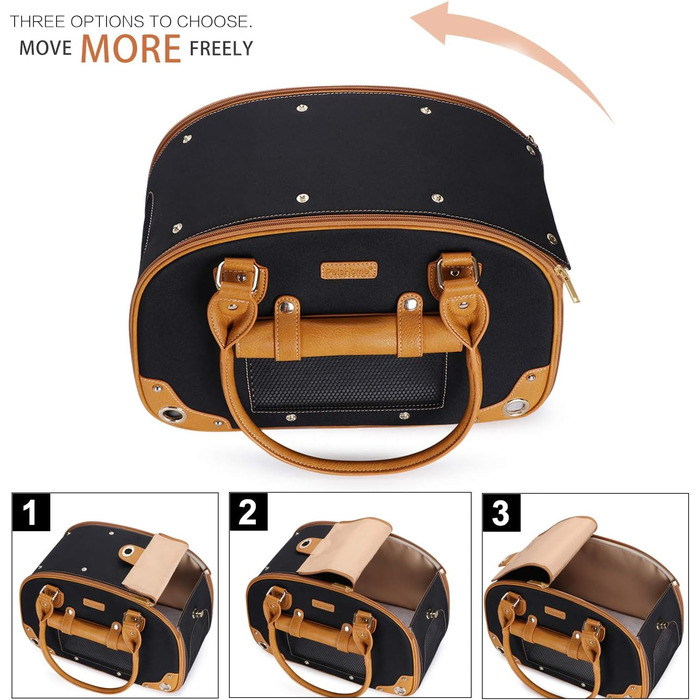 Сумка-переноска для собак та котів PetsHome, чорна, преміум-нейлон, водонепроникна, 19 x 11 x 33 см