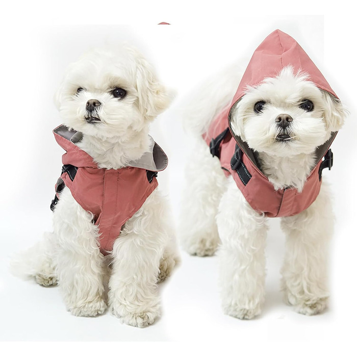 Дощовик для собак PETCUTE: водонепроникний, з отвором для шлейки, для маленьких, середніх та великих собак, з світловідбиваючими смугами, регульована капюшон, 3XL, Рожевий