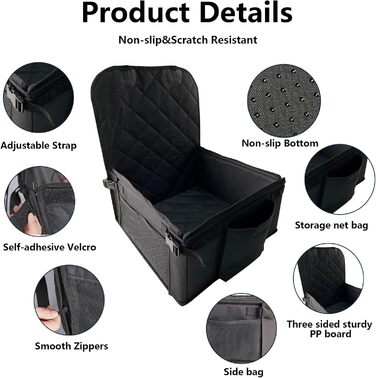 Автокрісло для собак, стабільне, водонепроникне, для маленьких та середніх порід, з посиленими стінками та ременями безпеки