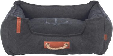 Ліжко для собак TRIXIE BE Nordic Föhr 60x50 см, чорне, прямокутне, з ручкою, м'яке та пране, для малих і великих собак