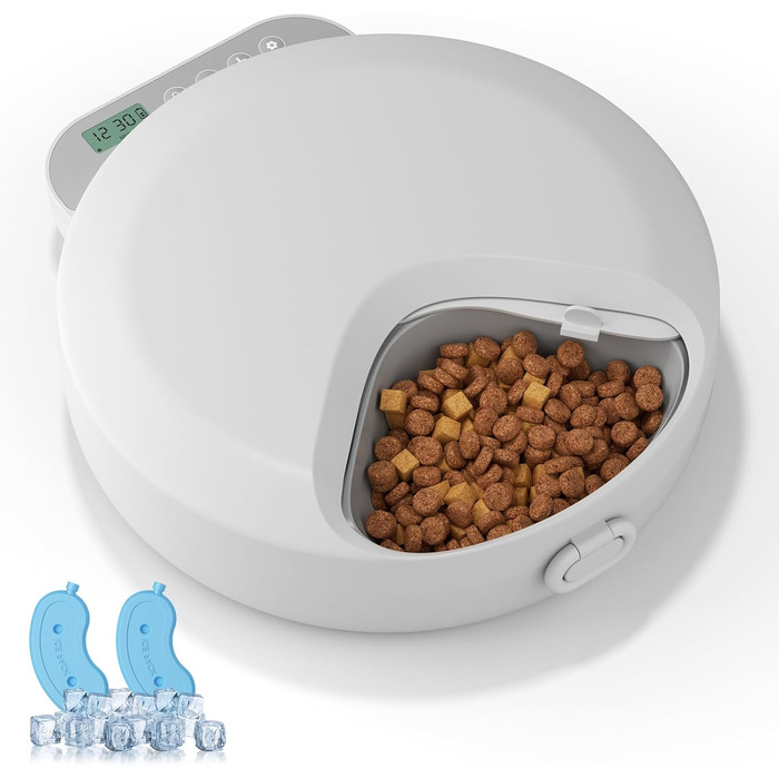 Автоматичний дозатор корму для котів, для вологого корму, розумний дозатор корму для тварин, автоматичний дозатор з таймером, автоматичне годування котів з 2 контейнерами, 4 порції (по 240 г)