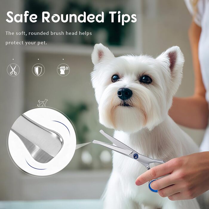 Професійна собача шарикова ножиця з нержавіючої сталі 4CR, цілісна конструкція, безпечна, титанове покриття, для собак, котів та інших тварин, рожева (блакитна, 5-в-1)