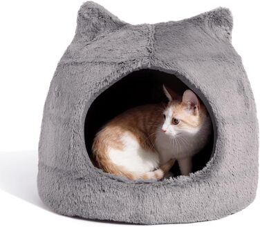 Будиночок Meow Hut для котів та собак з хутром, сірий, розмір S