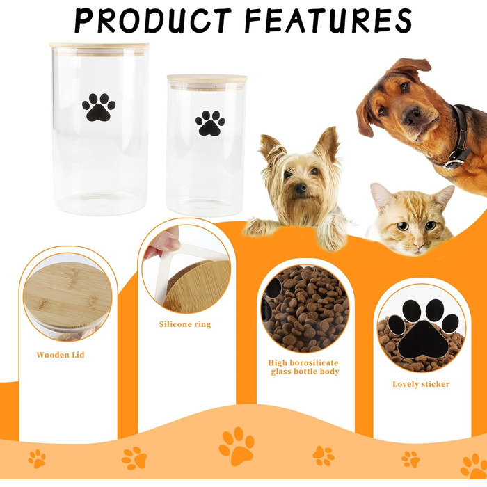 Набір контейнерів для ласощів для собак та котів Geyecete (4L+2L) з дерев'яною кришкою