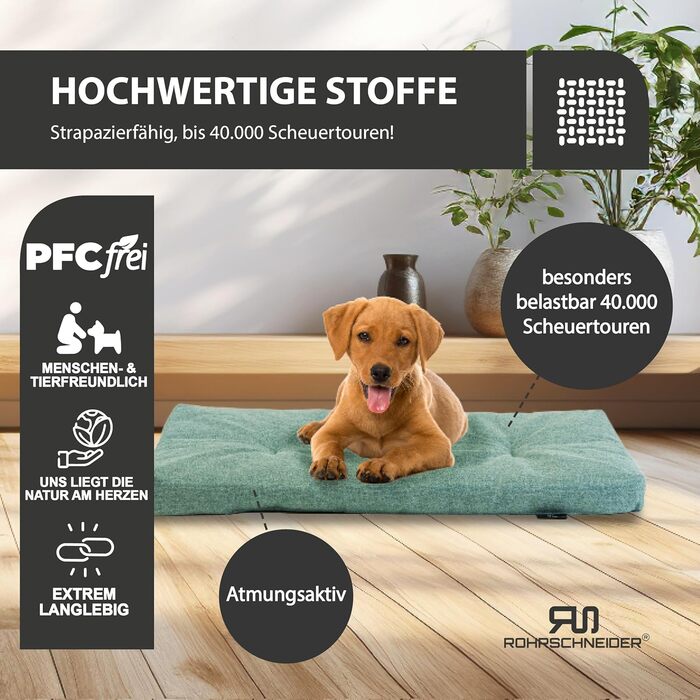 Лежанка для собак Rohrschneider, Made in EU, з антиковзким покриттям, для собак маленьких, середніх та великих порід, також підходить для котів, з мискою, розмір 1 (50 x 80 x 7 см, блакитний)