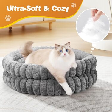 М'яке ліжко для котів та маленьких собак, 50 x 20 см, круглої форми, сірого кольору (S)