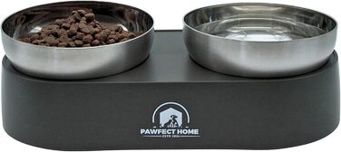 Набір мисок Pawfect Home для котів та маленьких собак: 2 миски з нержавіючої сталі, ергономічний дизайн, піднята годівниця, S